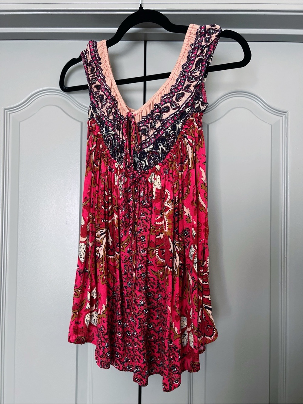 Free People Bali Mariposa Pink Paisley Slip Dress Mini Tunic XS